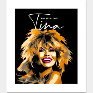 Tina Turner: The Queen of Rock, RIP 1939 - 2023 on a Dark Background Posters and Art